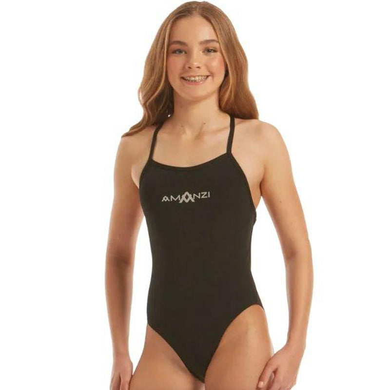 Amanzi Girls Tie Back One Piece-Swimwear-Amanzi-8-Jet-Ashlee Grace Activewear & Swimwear Online