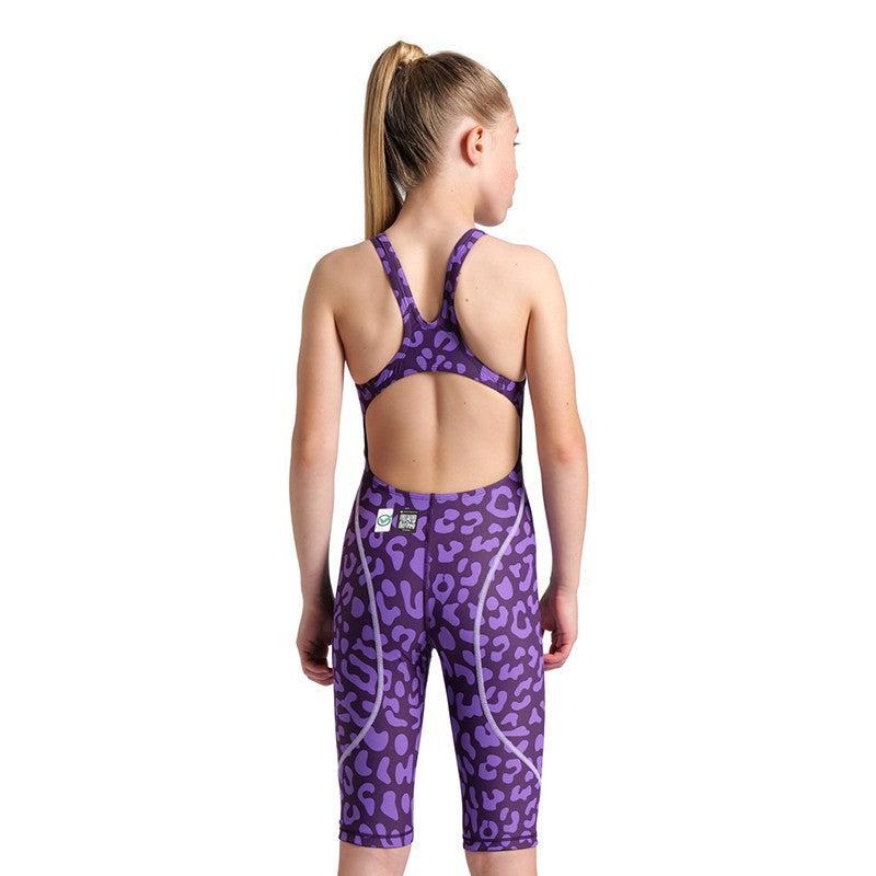 Arena Junior Girl's St Next Open Back | Leopard Violet-Swimwear-Arena-6-7-Leopard Violet-Ashlee Grace Activewear & Swimwear Online