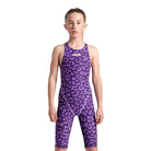Arena Junior Girl's St Next Open Back | Leopard Violet-Swimwear-Arena-6-7-Leopard Violet-Ashlee Grace Activewear & Swimwear Online