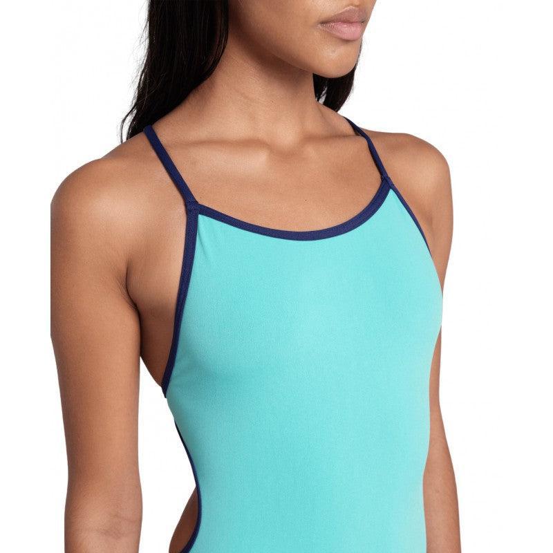 Arena Womens Solid Lace Back | Water/Navy-Swimwear-Arena-G12/32-Water & Navy-Ashlee Grace Activewear & Swimwear Online