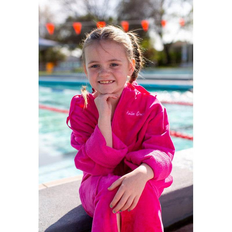 Ashlee Grace Luxurious Hooded Towelling Swim Robe-Towel-Ashlee Grace-1-Pink-Ashlee Grace Activewear & Swimwear Online