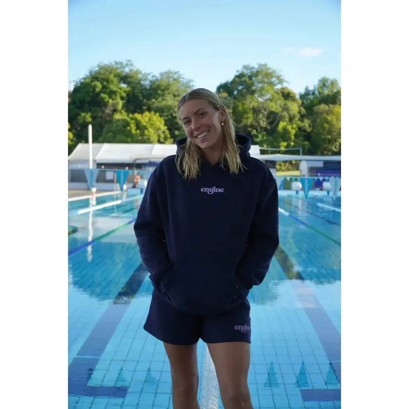 Engine Womens Hoodie with Pocket | Foam Logo-Apparel-Engine Swim-2XS-Cornflower Blue-Ashlee Grace Activewear & Swimwear Online