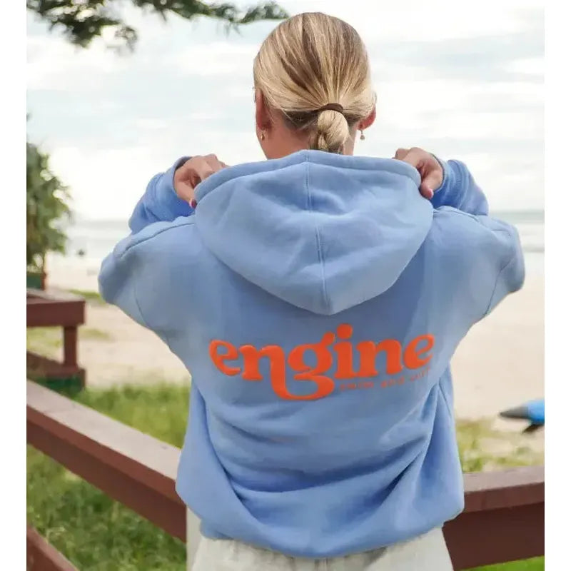 Engine Womens Hoodie with Pocket | Foam Logo-Apparel-Engine Swim-2XS-Cornflower Blue-Ashlee Grace Activewear & Swimwear Online