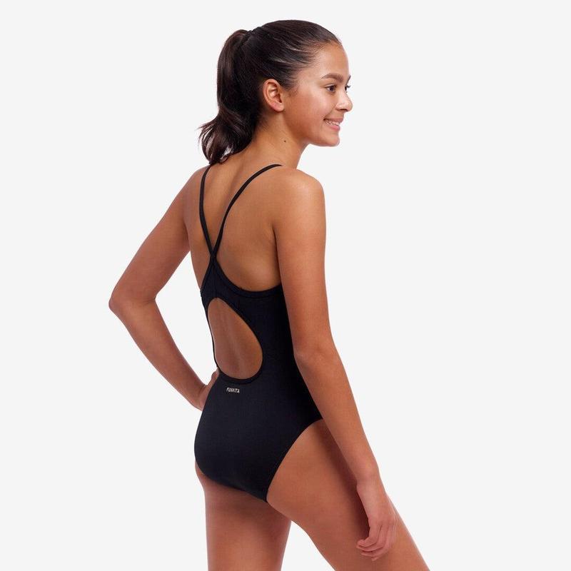 Funkita Girls Diamond Secure One Piece | Still Black-Swimwear-Funkita-8-Still Black-Ashlee Grace Activewear & Swimwear Online