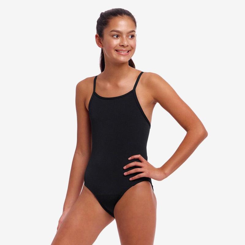 Funkita Girls Diamond Secure One Piece | Still Black-Swimwear-Funkita-8-Still Black-Ashlee Grace Activewear & Swimwear Online