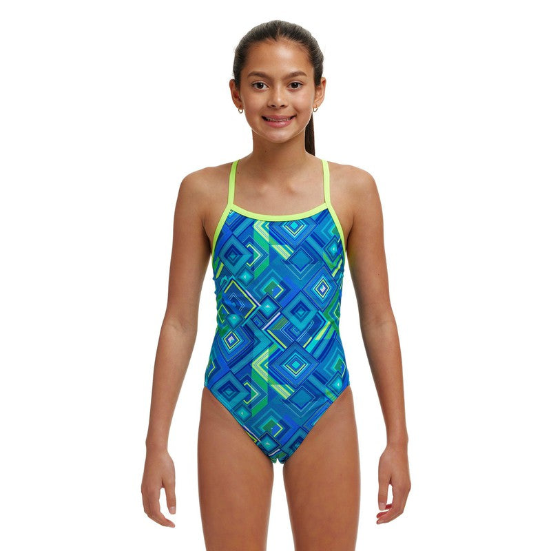 Funkita Girls Single Strap One Piece | Help Me Rhombus-Swimwear-Funkita-8-Help Me Rhombus-Ashlee Grace Activewear & Swimwear Online