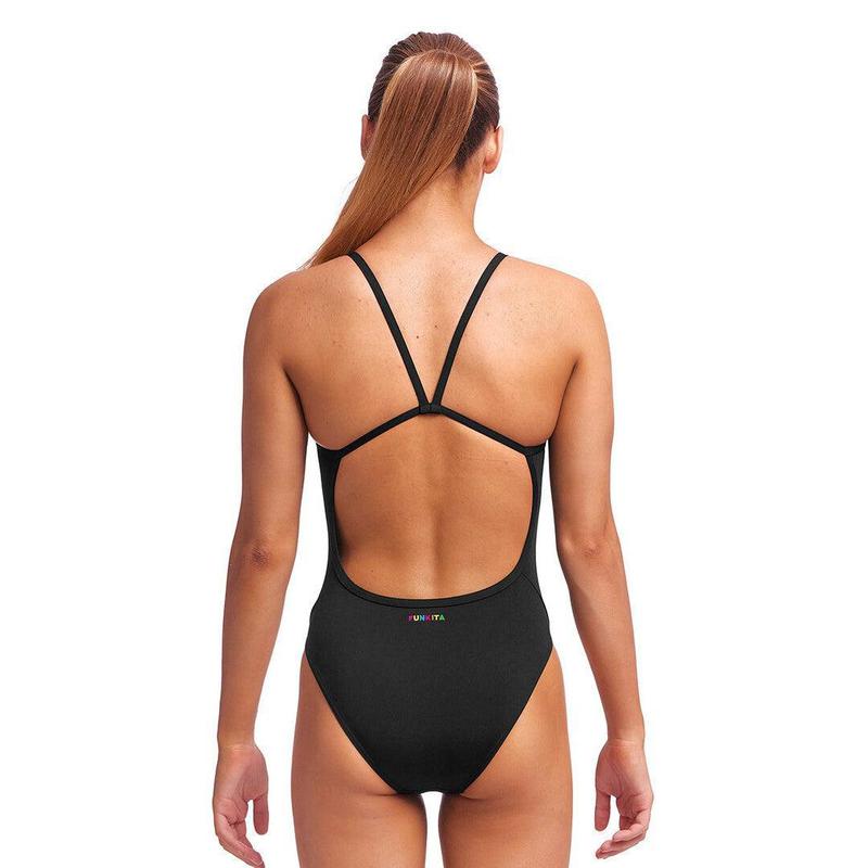 Funkita Girls Single Strap One Piece | Still Black-Swimwear-Funkita-8-Still Black-Ashlee Grace Activewear & Swimwear Online