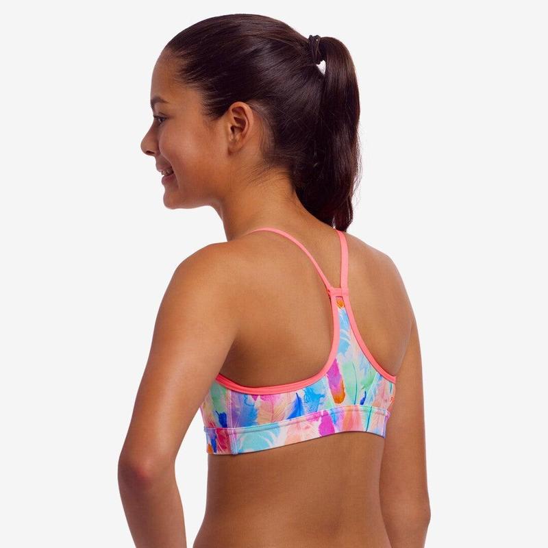 Funkita Girls Swim Crop Top | Tickle Pink-Swimwear-Funkita-8-Tickle Pink-Ashlee Grace Activewear & Swimwear Online
