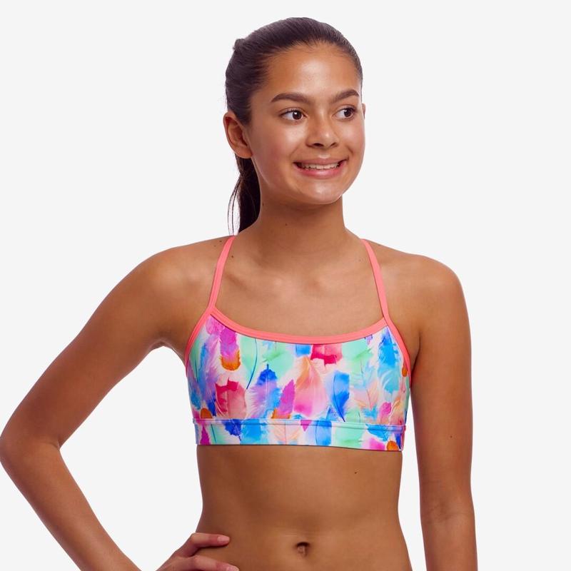 Funkita Girls Swim Crop Top | Tickle Pink-Swimwear-Funkita-8-Tickle Pink-Ashlee Grace Activewear & Swimwear Online