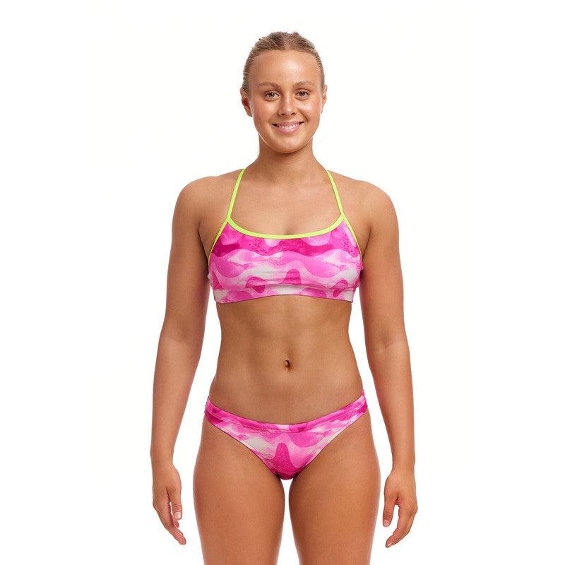 Funkita Ladies Swim Crop Top | Pink Caps-Swimwear-Funkita-8-Pink Caps-Ashlee Grace Activewear & Swimwear Online