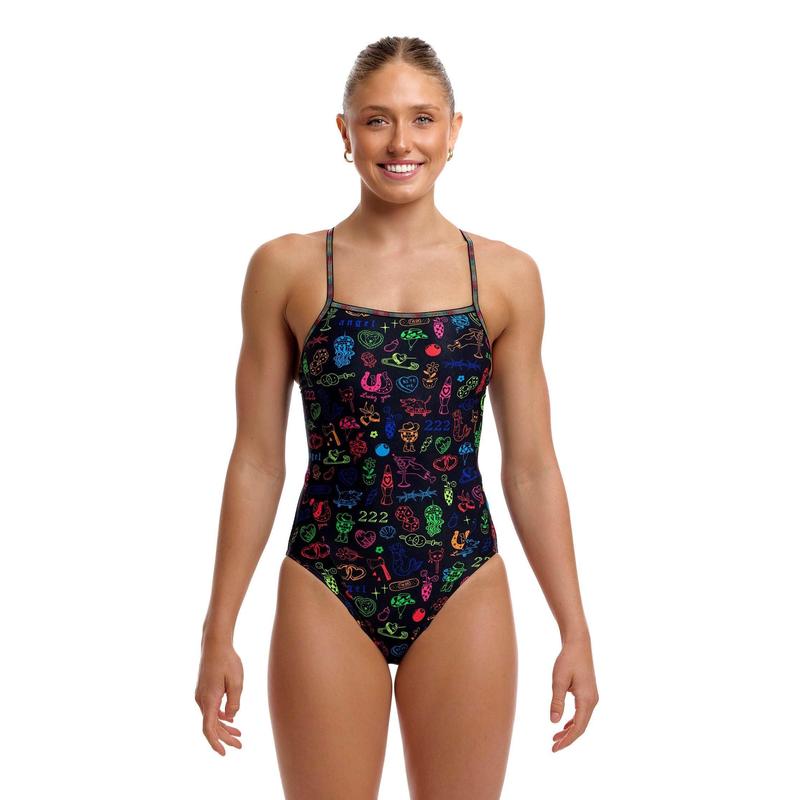 Funkita Ladies Swim Secure One Piece | Doodles-Swimwear-Funkita-6-Be Positive-Ashlee Grace Activewear & Swimwear Online