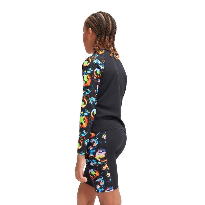 Speedo Boys Digital Printed Long Sleeve Rash Top-Swimwear-Speedo-AU6 | GB5-6-Black/Hypersonic Blue/Volcanic Orange/Lumo Green/Fluro Tiger-8-00341415651-Ashlee Grace Activewear & Swimwear Online