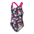 Speedo Girls Allover Splashback One Piece-Swimwear-Speedo-6-Black/Electric Pink/Indigo Glow/Hypersonic Blue/Lumo Green-8-00262415930-Ashlee Grace Activewear & Swimwear Online