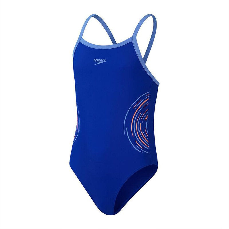 Speedo Girls Plastisol Placement Thinstrap Muscleback-Swimwear-Speedo-6-True Cobalt/Curious Blue/Disco Peach-Ashlee Grace Activewear & Swimwear Online