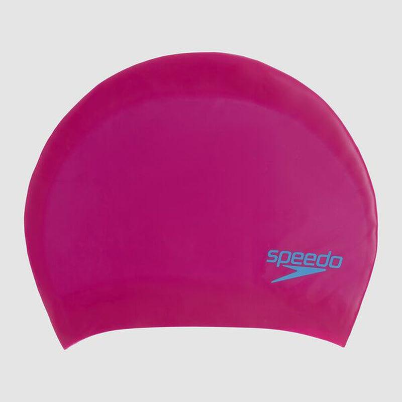 Speedo Junior Long Hair Swim Cap | Pink-Swim Caps-Speedo-ONE SIZE-Pink-Ashlee Grace Activewear & Swimwear Online