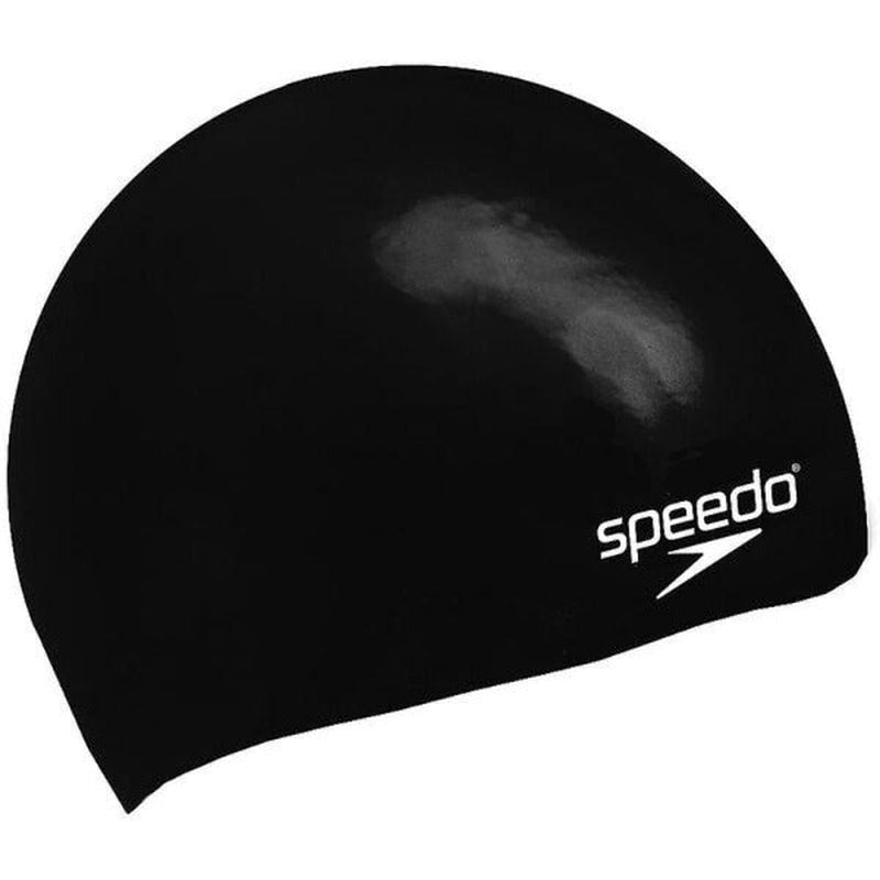 Speedo Junior Moulded Silicone Swim Cap-Swim Caps-Speedo-ONE SIZE-Black-Ashlee Grace Activewear & Swimwear Online