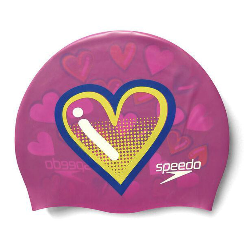 Speedo Junior Reversible Slogan Cap-Swim Caps-Speedo-ONE SIZE-Heart Rose-Ashlee Grace Activewear & Swimwear Online