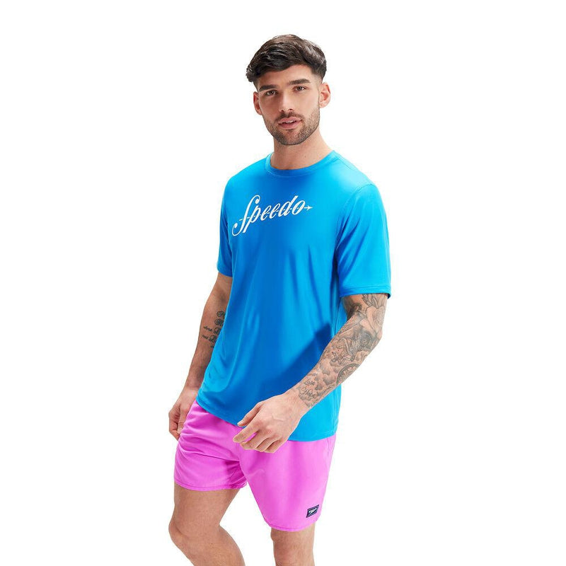 Speedo Mens Short Sleeve Tee-T-Shirt-Speedo-XS-Baja Blue-Ashlee Grace Activewear & Swimwear Online