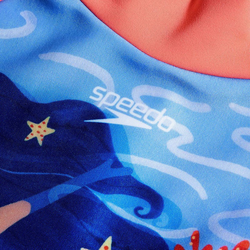 Speedo Toddler Girls Long Sleeve Frill Swimsuit-Swimwear-Speedo-2-True Cobalt/Cupid Coral-Ashlee Grace Activewear & Swimwear Online