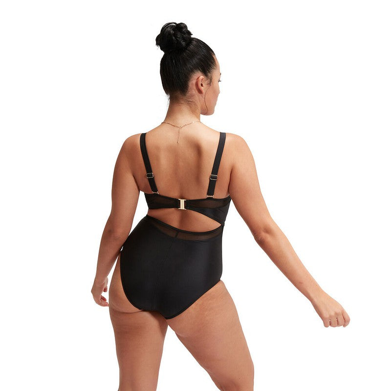 Speedo Womens Shaping Mesh Detail One Piece-Swimwear-Speedo-AU12 | GB36-Black-8/0037000001-Ashlee Grace Activewear & Swimwear Online
