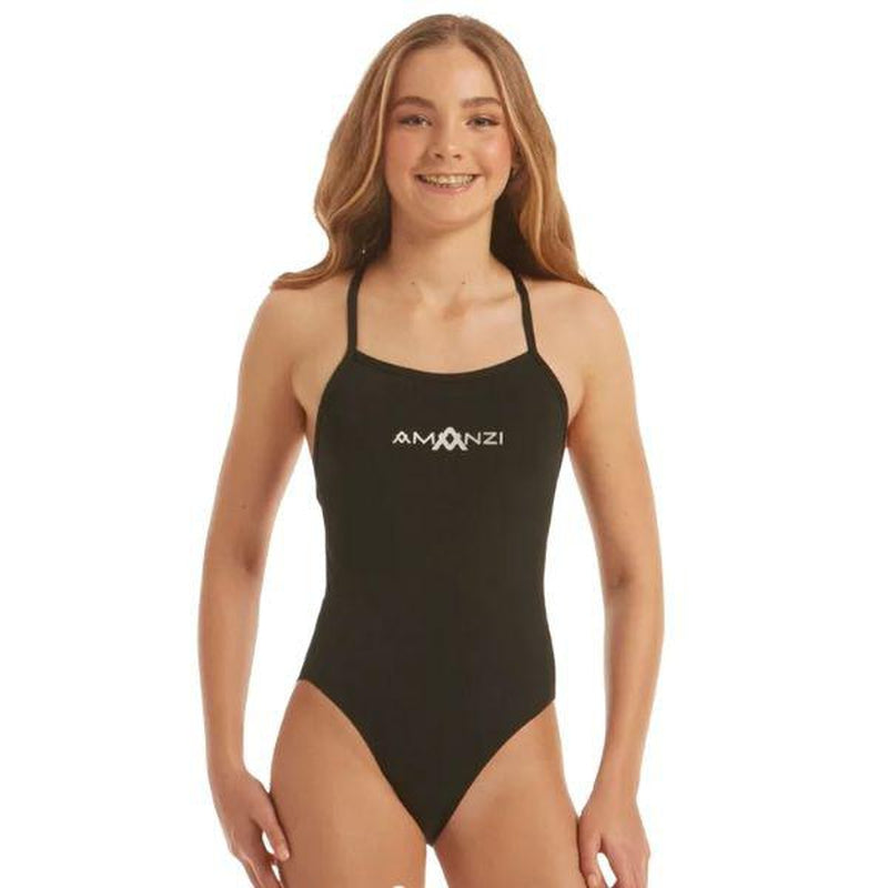 Amanzi Girls Tie Back One Piece-Swimwear-Amanzi-8-Jet-Ashlee Grace Activewear & Swimwear Online