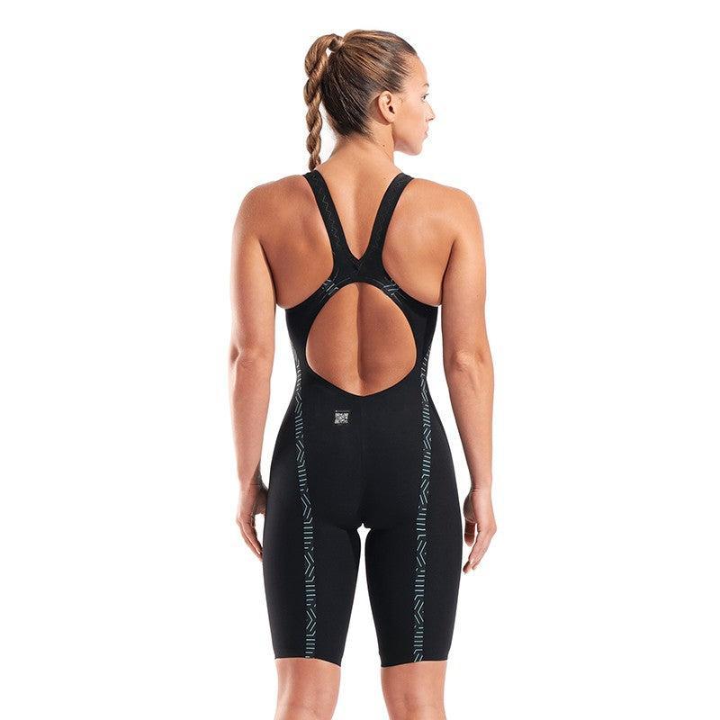 Arena Womens Powerskin Veloce Open Back | Black & Teal-Swimwear-Arena-30 (INT/F)-Black/Teal-Ashlee Grace Activewear & Swimwear Online