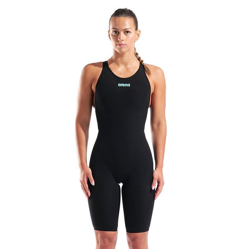 Arena Womens Powerskin Veloce Open Back | Black & Teal-Swimwear-Arena-30 (INT/F)-Black/Teal-Ashlee Grace Activewear & Swimwear Online