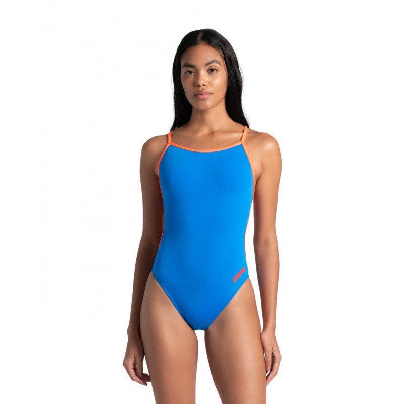 Arena Womens Solid Lace Back | Blue/Coral-Swimwear-Arena-G12/32-Blue & Coral-Ashlee Grace Activewear & Swimwear Online