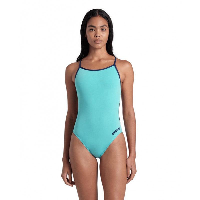 Arena Womens Solid Lace Back | Water/Navy-Swimwear-Arena-G12/32-Water & Navy-Ashlee Grace Activewear & Swimwear Online