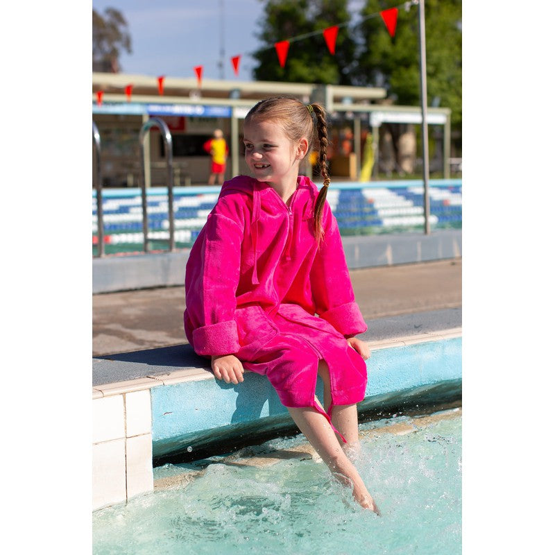 Ashlee Grace Luxurious Hooded Towelling Swim Robe-Towel-Ashlee Grace-1-Aqua-Ashlee Grace Activewear & Swimwear Online