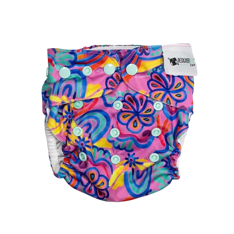 Designer Bums Abstract Rainbow Swim Nappy-Swim Nappies-Designer Bums-ONE SIZE-Abstract Rainbow-Ashlee Grace Activewear & Swimwear Online