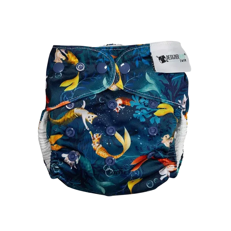 Designer Bums Mer Cat Swim Nappy-Swim Nappies-Designer Bums-ONE SIZE-Mer Cat-Ashlee Grace Activewear & Swimwear Online