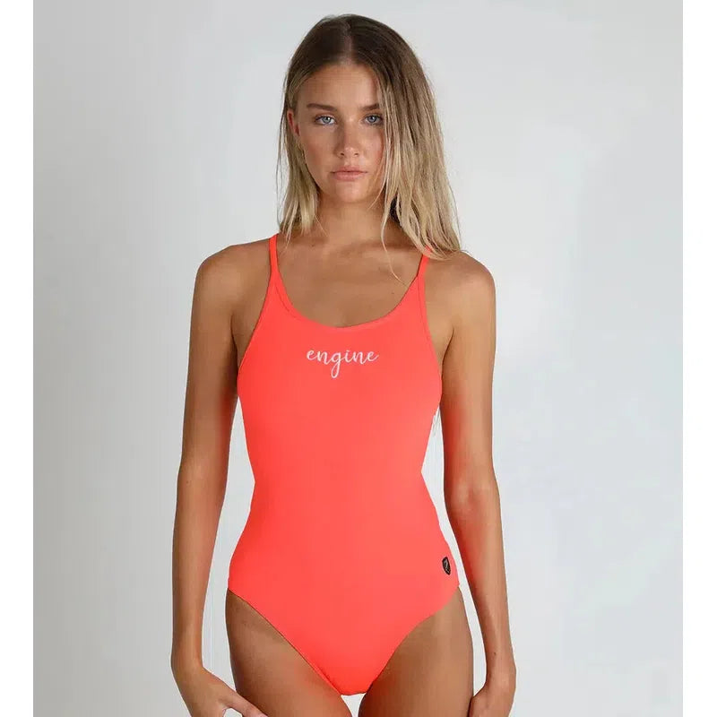 Engine Capri Signature One Piece-Swimwear-Engine Swim-G08-Neon Red-Ashlee Grace Activewear & Swimwear Online