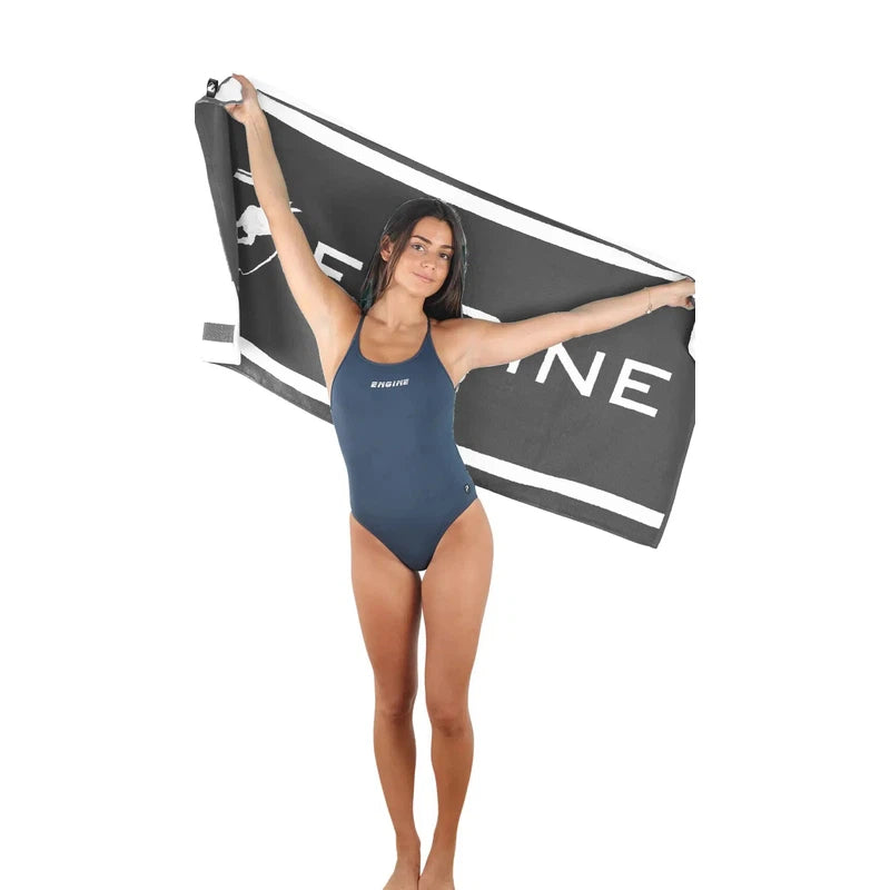 Engine Jacquard Towel - Logo-Towel-Engine Swim-Charcoal-Ashlee Grace Activewear & Swimwear Online