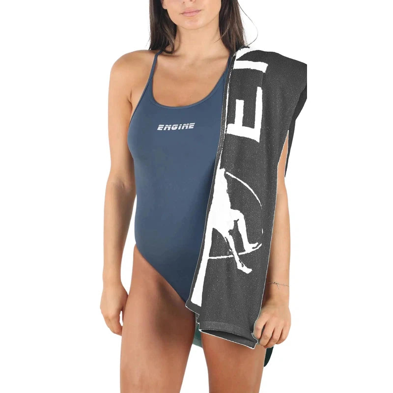 Engine Jacquard Towel - Logo-Towel-Engine Swim-Charcoal-Ashlee Grace Activewear & Swimwear Online