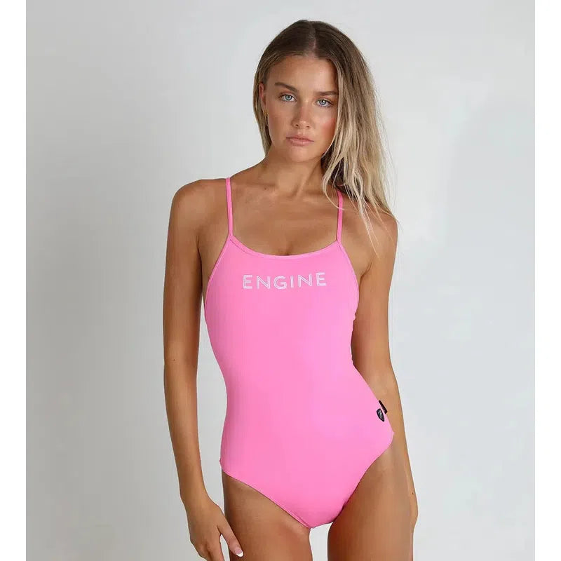 Engine Kiki Neon Logo One Piece-Swimwear-Engine Swim-G10-Bubblegum-Ashlee Grace Activewear & Swimwear Online