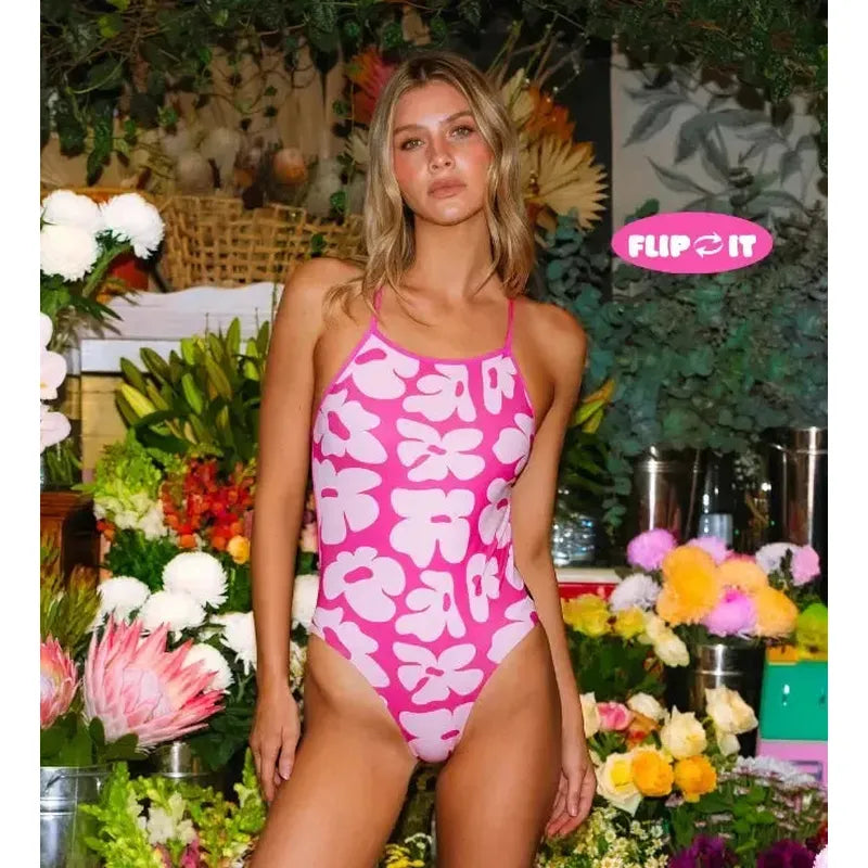 Engine Santorini Flip It Bloom One Piece-Swimwear-Engine Swim-G10-Magenta-Ashlee Grace Activewear & Swimwear Online