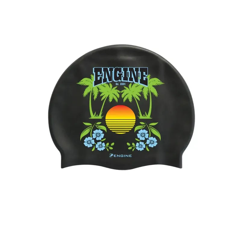 Engine Silicone Swim Cap - Sunset-Swim Caps-Engine Swim-ONE SIZE-Black-Ashlee Grace Activewear & Swimwear Online