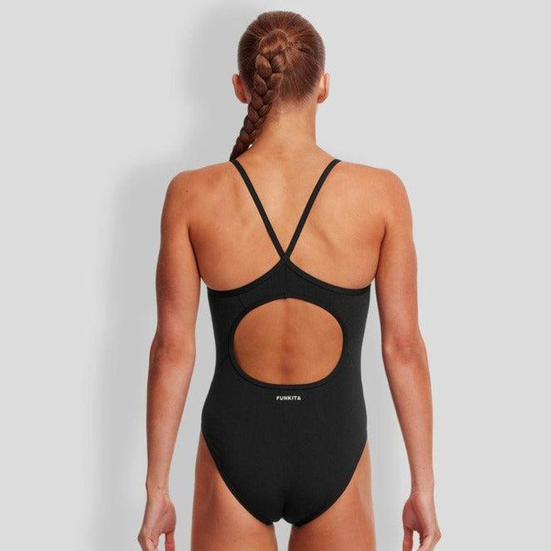 Funkita Girls Diamond Back One Piece | Block Colour-Swimwear-Funkita-8-Still Black-Ashlee Grace Activewear & Swimwear Online