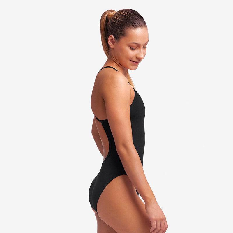 Funkita Girls Single Strap One Piece | Still Black-Swimwear-Funkita-8-Still Black-Ashlee Grace Activewear & Swimwear Online