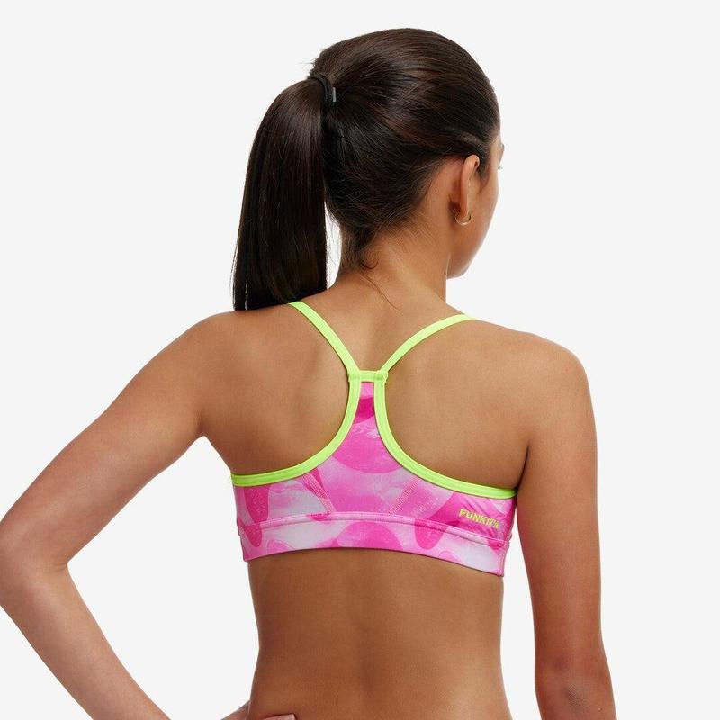 Funkita Girls Swim Crop Top | Pink Caps-Swimwear-Funkita-8-Pink Caps-Ashlee Grace Activewear & Swimwear Online