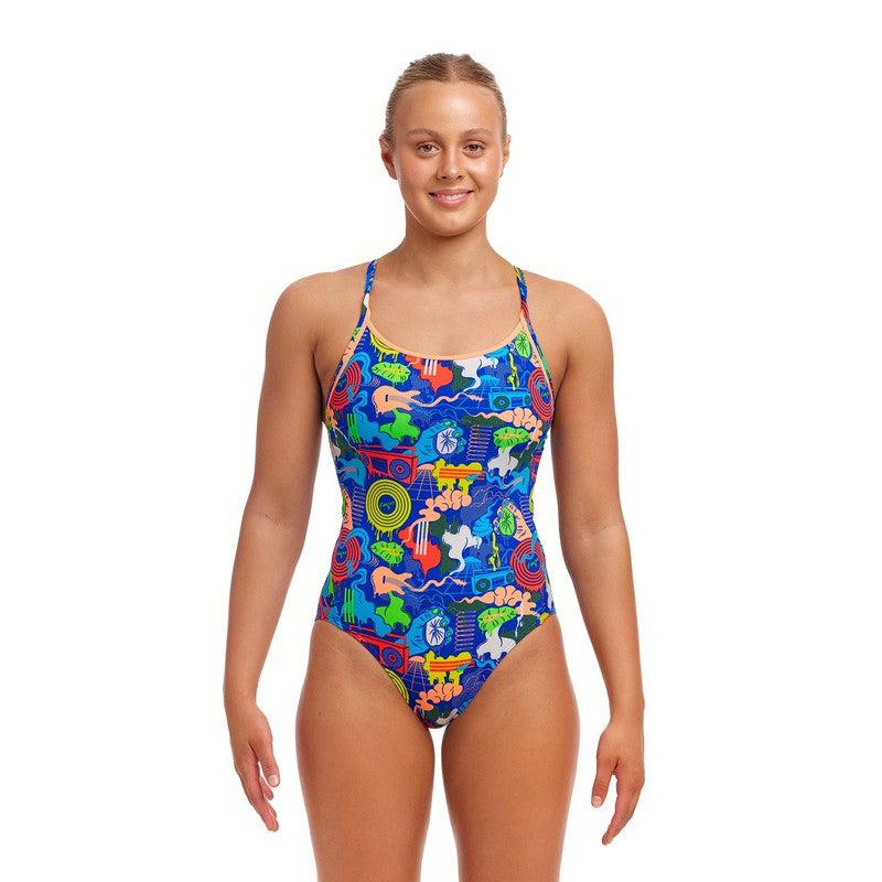 Funkita Ladies Diamond Back One Piece | Blues Baby-Swimwear-Funkita-6-Blues Baby-Ashlee Grace Activewear & Swimwear Online