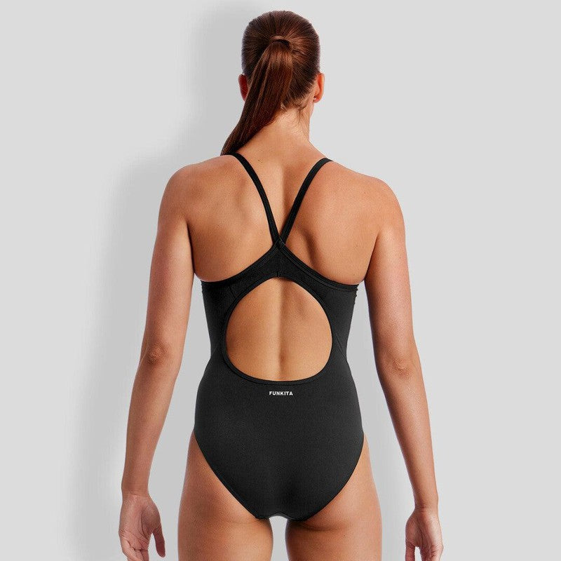 Funkita Ladies Diamond Back One Piece | Still Black-Swimwear-Funkita-6-Still Black-Ashlee Grace Activewear & Swimwear Online