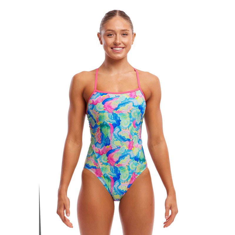 Funkita Ladies Single Strap One Piece | Olive Oily-Swimwear-Funkita-6-Olive Oily-Ashlee Grace Activewear & Swimwear Online