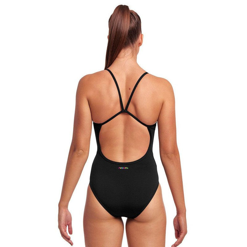 Funkita Ladies Single Strap One Piece | Still Black-Swimwear-Funkita-6-Still Black-Ashlee Grace Activewear & Swimwear Online