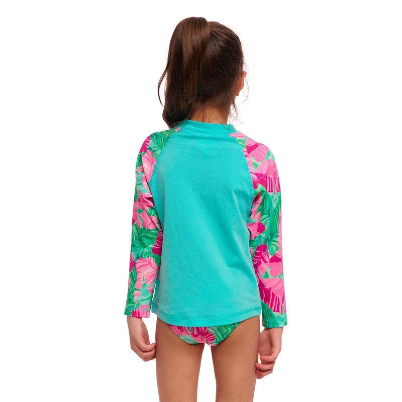 Funkita Toddler Girls Eco Zippy Rash Vest | Tropic Palm-Rashie-Funkita-2-Ashlee Grace Activewear & Swimwear Online