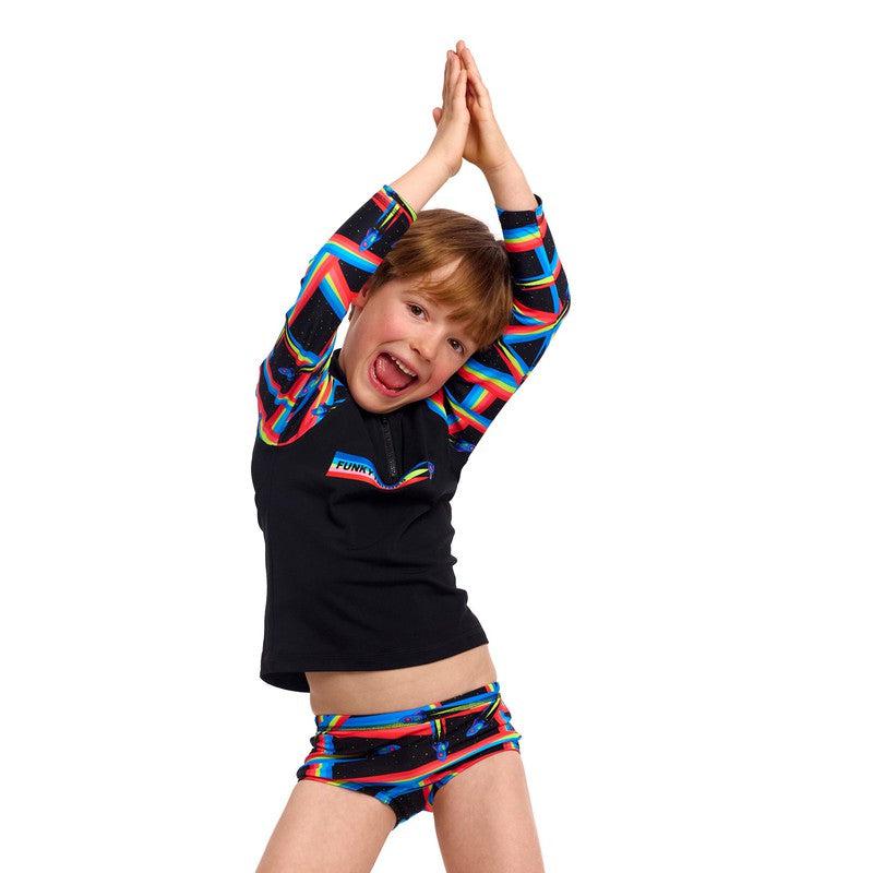 Funky Trunks Toddler Boy's Zippy Rash Vest | Pocket Rocket-Rashie-Funky Trunks-2-Pocket Rocket-Ashlee Grace Activewear & Swimwear Online