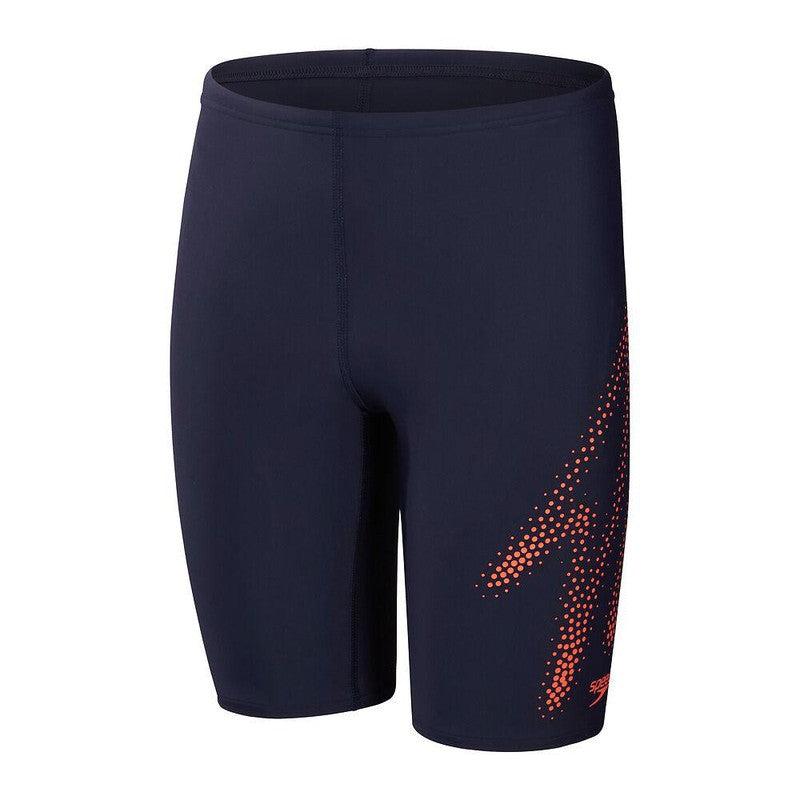 Speedo Boys Boom Placement Jammer-Swimwear-Speedo-AU6| GB28-True Navy/Volcanic Orange-8-00315515585-Ashlee Grace Activewear & Swimwear Online