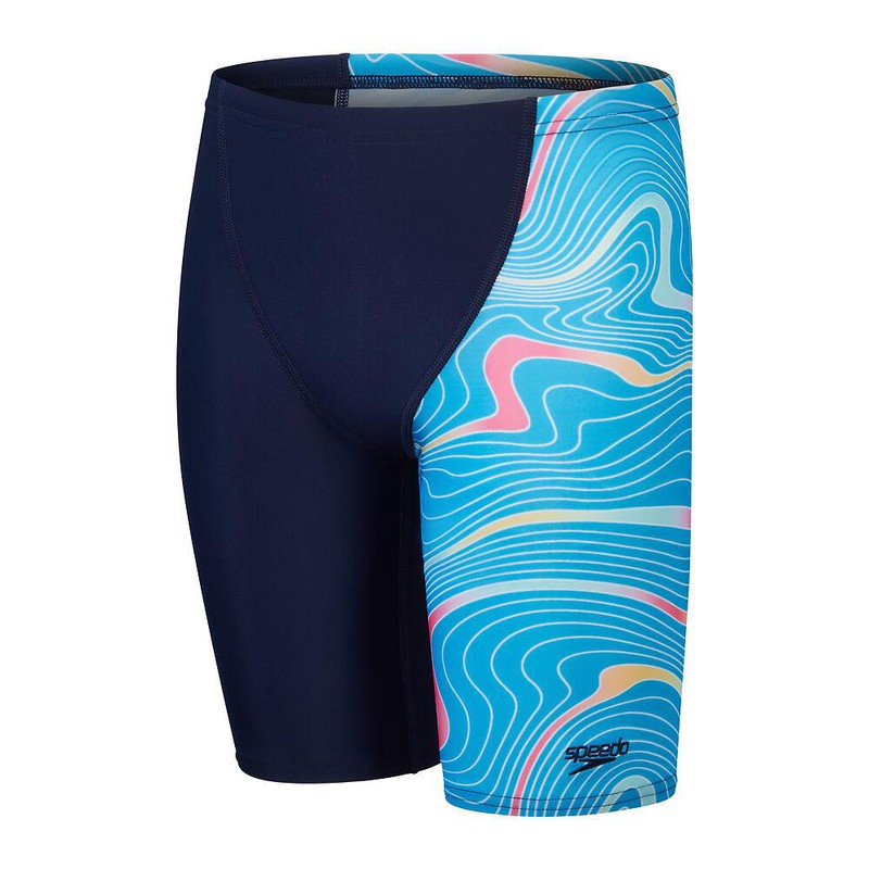 Speedo Boys Digital Allover V-Cut Jammer-Swimwear-Speedo-AU6 | GB5-6-True Navy/Pool/Pumpkin Spice-Ashlee Grace Activewear & Swimwear Online