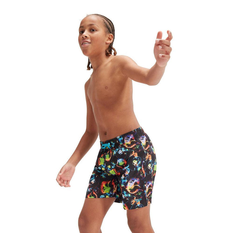 Speedo Boys Printed 15" Watershort-Swimwear-Speedo-XS-Black/Hypersonic Blue/Volcanic Orange/Lumo Green/Fluro Tiger-8-00335115647-Ashlee Grace Activewear & Swimwear Online